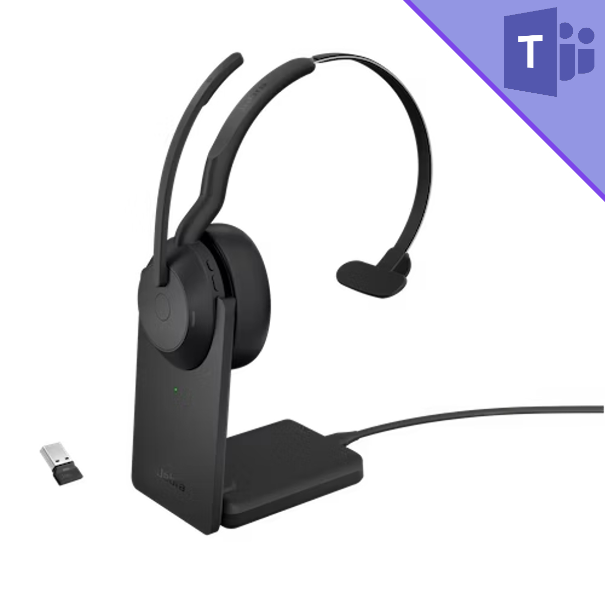 Jabra Evolve2 Teams | 55 Macondo With Mono | And MS 380A (25599-899-989-01) Adapter Networks Stand Headset USB-A Link Bluetooth
