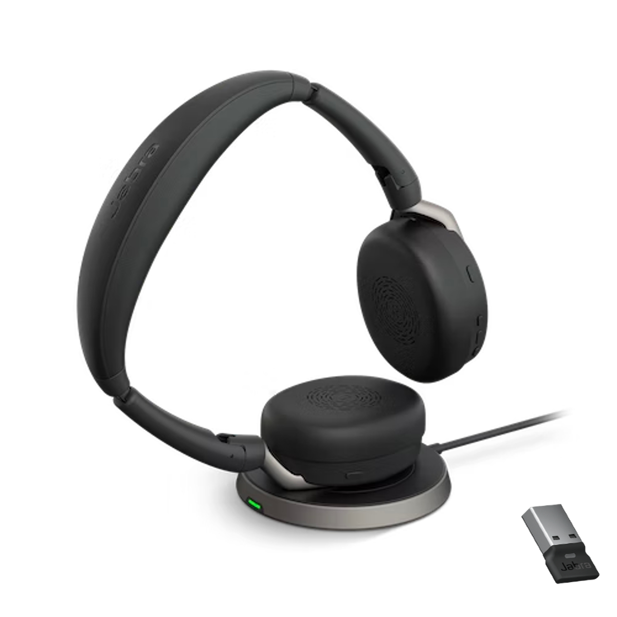 Jabra Evolve2 65 Flex Stereo Bluetooth Foldable Headset with Link 380A  USB-A Adapter and Wireless Charger | UC (26699-989-989-01) | Macondo  Networks